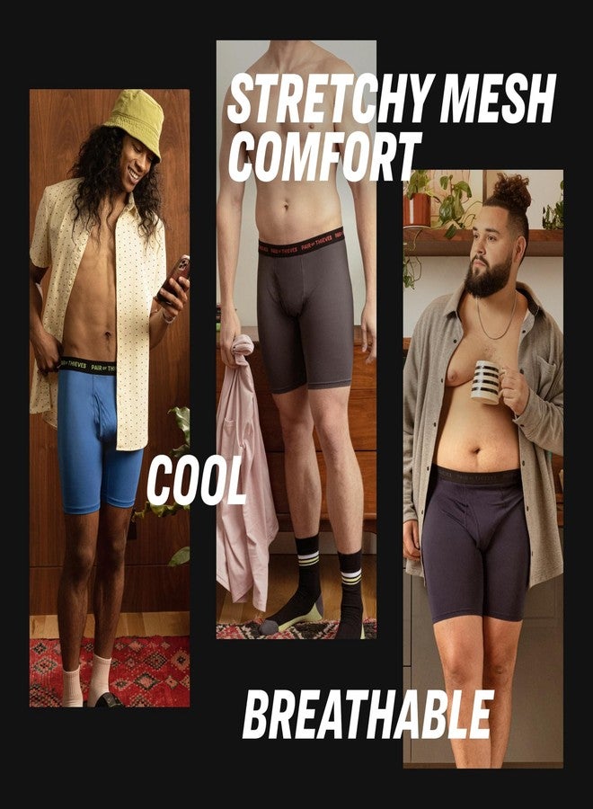 Pair of Thieves Super Fit Long Boxer Briefs for Men - Ultra Soft, Breathable, Quick-Dry Underwear 4-Way Stretch (3 Pack) Black - Image 4